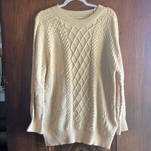 Butter Yellow Crew Neck Cable Knit Top